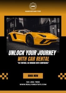 Yellow Professional Car Rent Poster